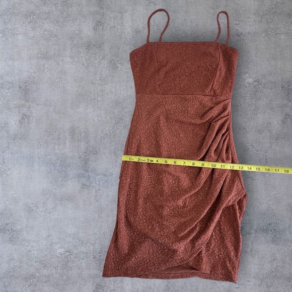 Windsor Shine on Ruched Glitter Mini Dress Rose Gold Sz: Small - Picture 8 of 11